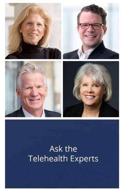 This image shows the headshots of each panelist on the Ask the Telehealth Experts on-demand webinar panelt 
