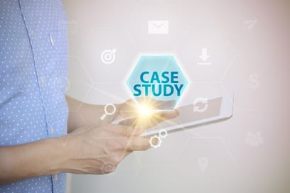 Image showing words Case Study and a person holding tablet. 