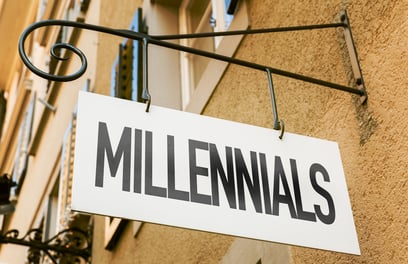 Millennials sign in a conceptual image